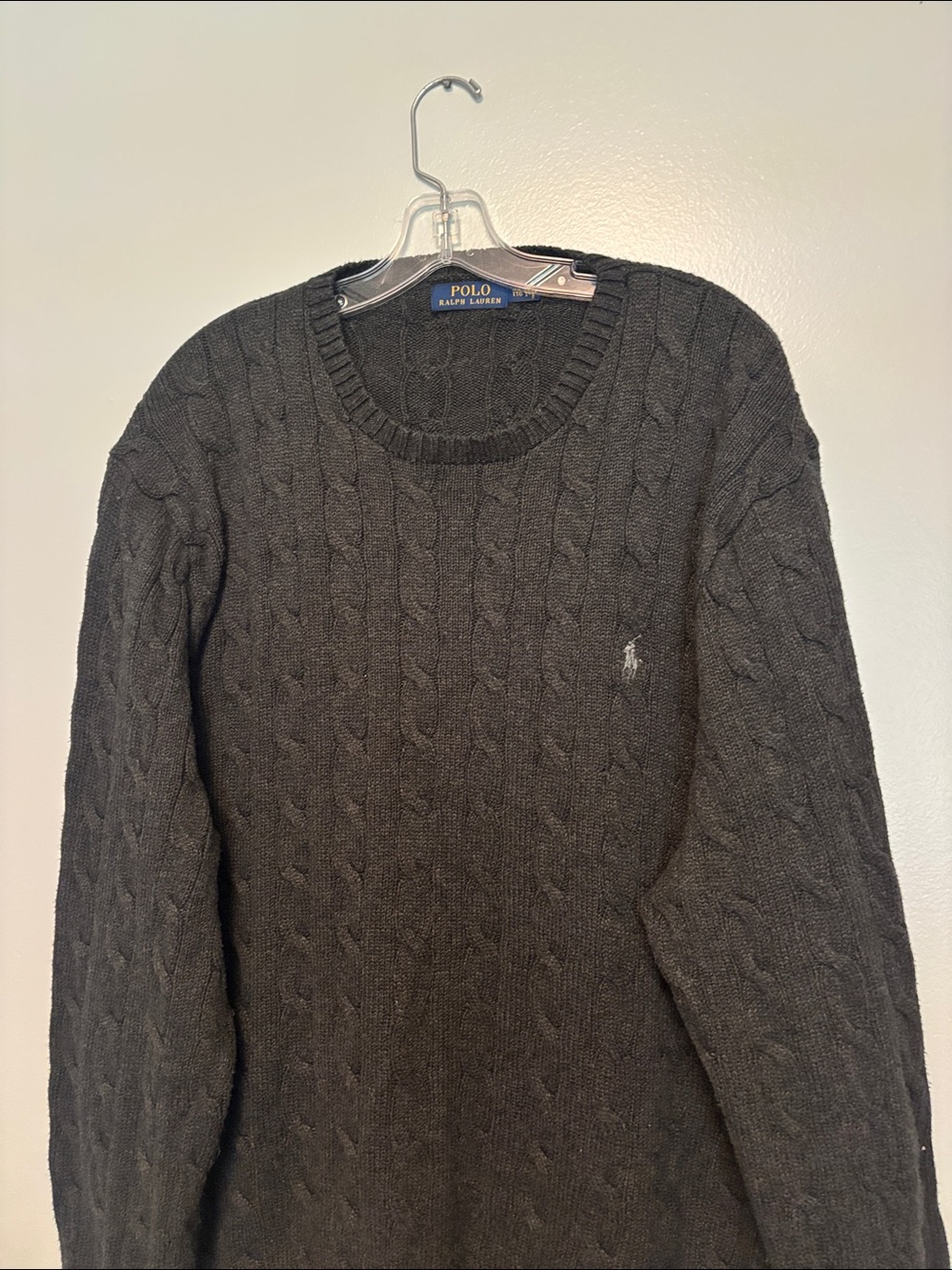 Polo by Ralph Lauren Dark Charcoal Cable-Knit Crewneck Men’s Sweater Size XXL - Picture 4 of 7